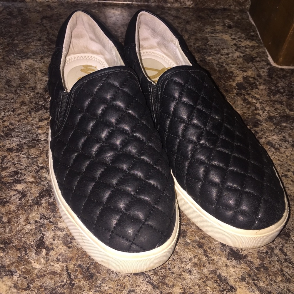Sam Edelman Black Quilted Slip-On Sneakers
